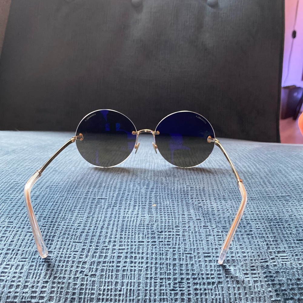 Authentic Chanel Gold Plater Acetate Round Sunglasses - Picture 6 of 9